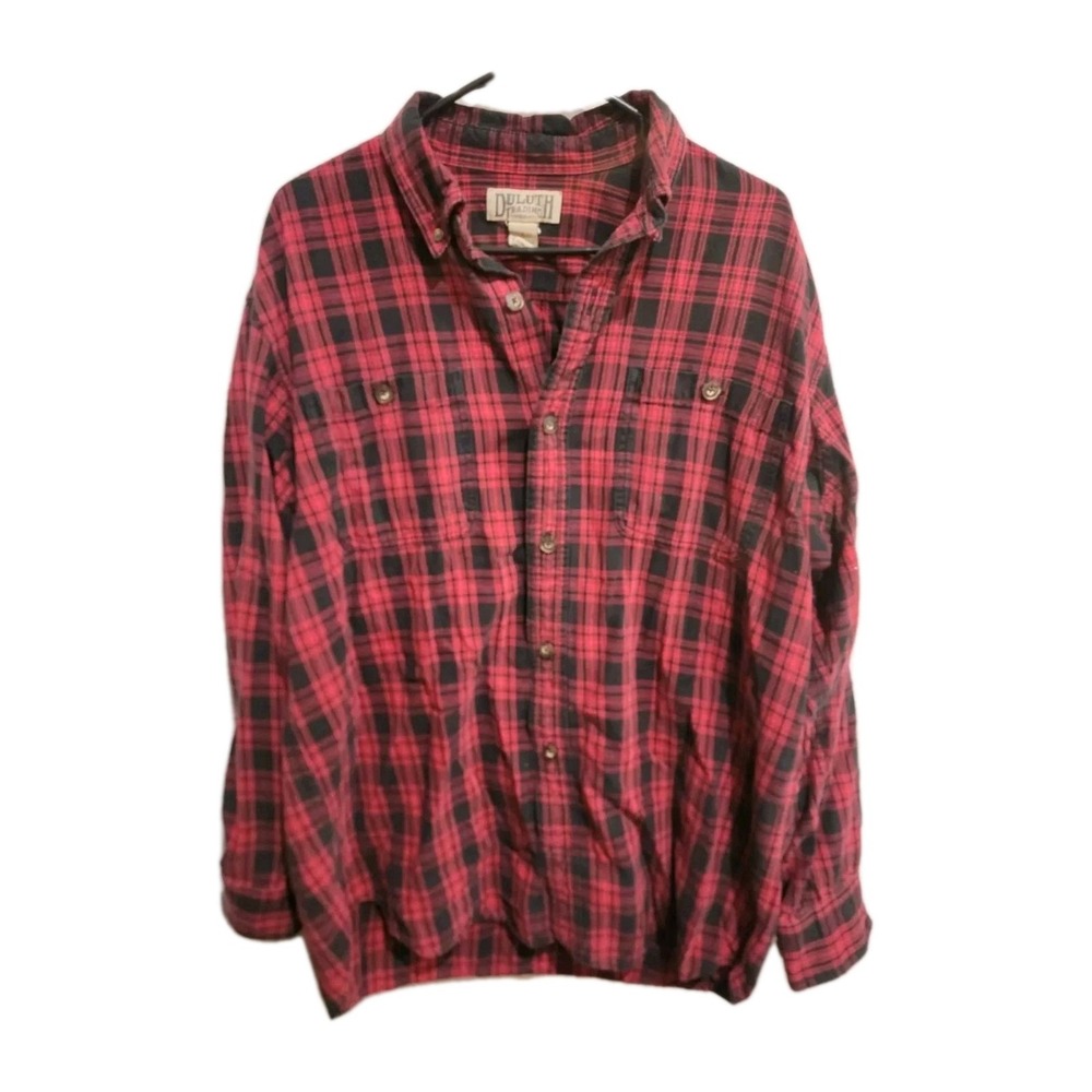 Duluth Trading Co Men's‎ Large Flannel Shirt Red Black Plaid Buffalo Check